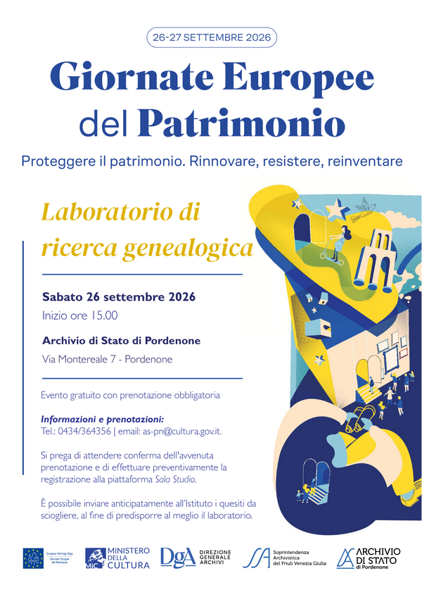 Locandina dell'evento del laboratorio di ricerca genealogica