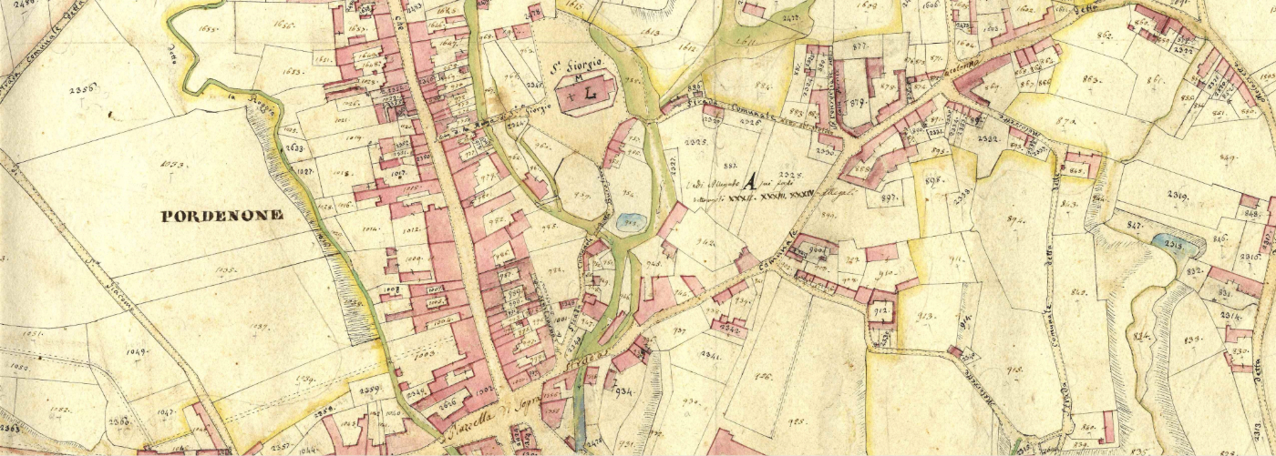 Foglio di mappa raffigurante la città di Pordenone